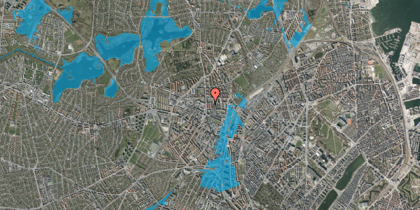Oversvømmelsesrisiko fra vandløb på Tøjmestervej 14, 1. th, 2400 København NV