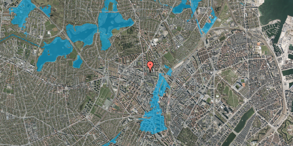 Oversvømmelsesrisiko fra vandløb på Tøjmestervej 16, 1. mf, 2400 København NV