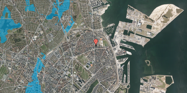 Oversvømmelsesrisiko fra vandløb på Tåsingegade 2, 4. th, 2100 København Ø