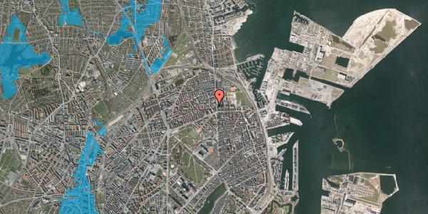 Oversvømmelsesrisiko fra vandløb på Tåsingegade 4, st. tv, 2100 København Ø