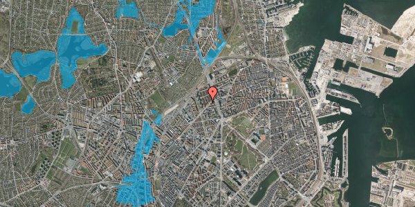 Oversvømmelsesrisiko fra vandløb på Valdemar Holmers Gade 3, 2100 København Ø