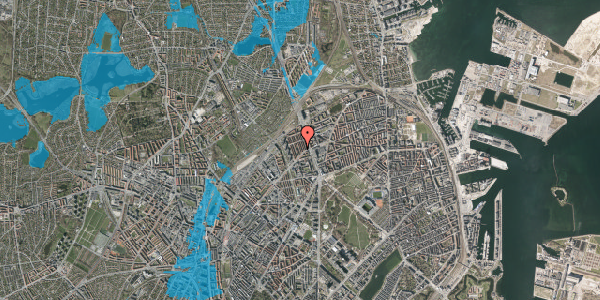 Oversvømmelsesrisiko fra vandløb på Valdemar Holmers Gade 10, 2. , 2100 København Ø