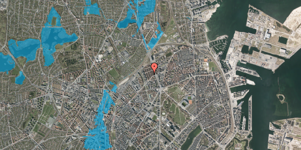 Oversvømmelsesrisiko fra vandløb på Valdemar Holmers Gade 14, 2100 København Ø