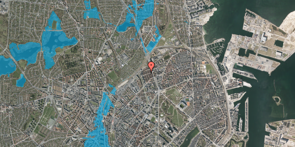 Oversvømmelsesrisiko fra vandløb på Valdemar Holmers Gade 40, st. , 2100 København Ø