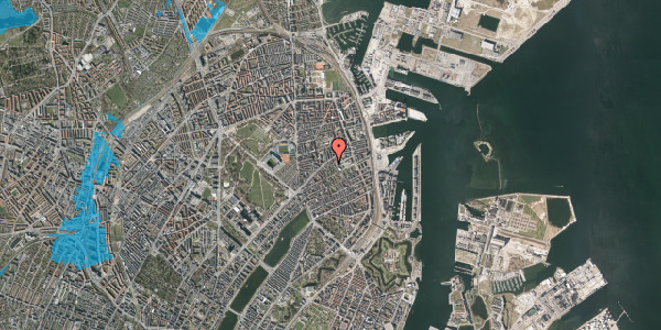 Oversvømmelsesrisiko fra vandløb på Ved Vænget 2, 1. th, 2100 København Ø
