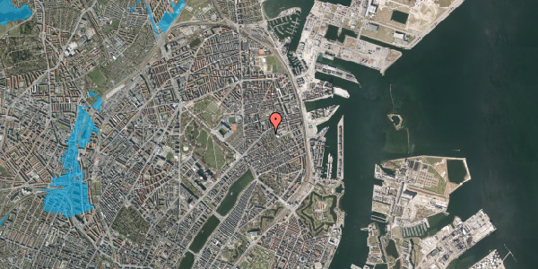 Oversvømmelsesrisiko fra vandløb på Ved Vænget 3, st. tv, 2100 København Ø
