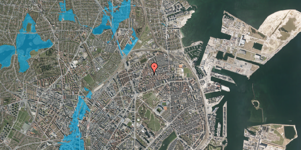 Oversvømmelsesrisiko fra vandløb på Vennemindevej 38, st. 2, 2100 København Ø