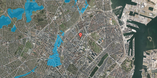 Oversvømmelsesrisiko fra vandløb på Vermundsgade 12, 1. th, 2100 København Ø