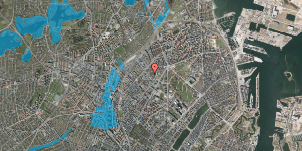 Oversvømmelsesrisiko fra vandløb på Vermundsgade 14, st. tv, 2100 København Ø