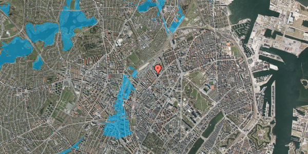 Oversvømmelsesrisiko fra vandløb på Vermundsgade 25F, 2. 1, 2100 København Ø