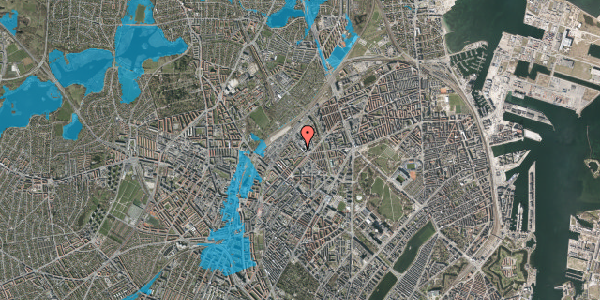 Oversvømmelsesrisiko fra vandløb på Vermundsgade 27, 3. tv, 2100 København Ø