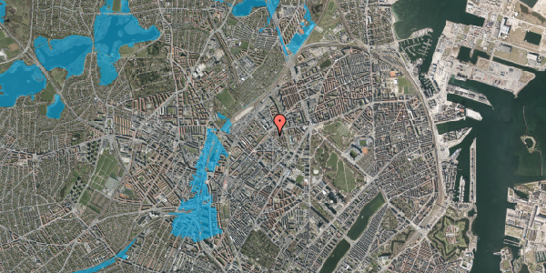Oversvømmelsesrisiko fra vandløb på Vermundsgade 28, 2. , 2100 København Ø