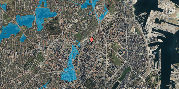Oversvømmelsesrisiko fra vandløb på Vermundsgade 35, st. th, 2100 København Ø