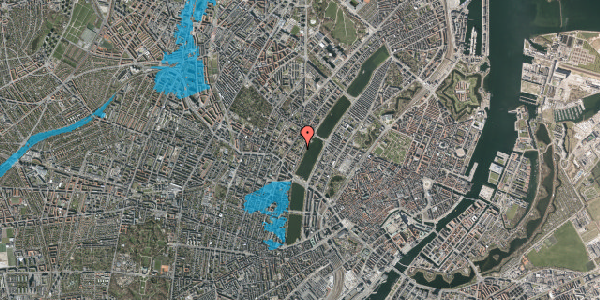 Oversvømmelsesrisiko fra vandløb på Wesselsgade 20A, 5. th, 2200 København N
