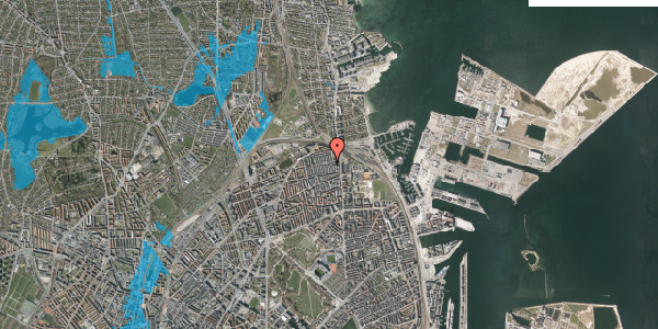 Oversvømmelsesrisiko fra vandløb på Weysesgade 31, 2100 København Ø
