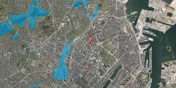 Oversvømmelsesrisiko fra vandløb på Vibekegade 8, 2. , 2100 København Ø