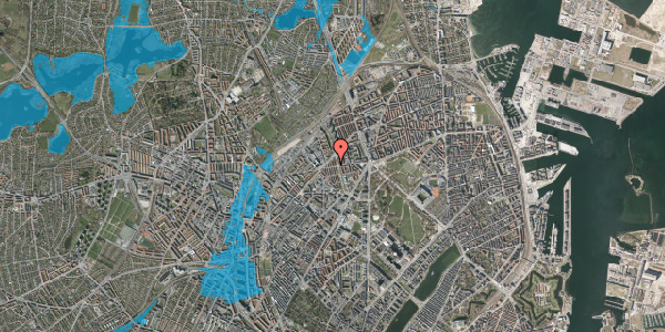 Oversvømmelsesrisiko fra vandløb på Vibekegade 9, st. tv, 2100 København Ø