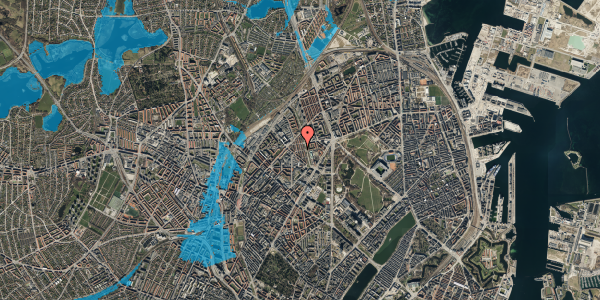 Oversvømmelsesrisiko fra vandløb på Vibekegade 18, st. th, 2100 København Ø