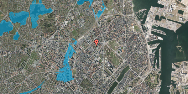 Oversvømmelsesrisiko fra vandløb på Vibekegade 22, 2. tv, 2100 København Ø
