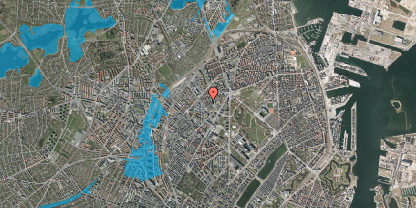 Oversvømmelsesrisiko fra vandløb på Vibekegade 26, 1. th, 2100 København Ø