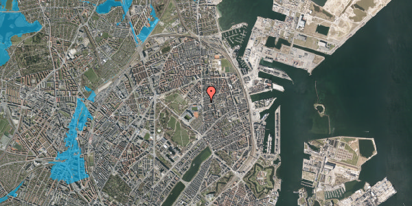 Oversvømmelsesrisiko fra vandløb på Viborggade 6, 1. th, 2100 København Ø