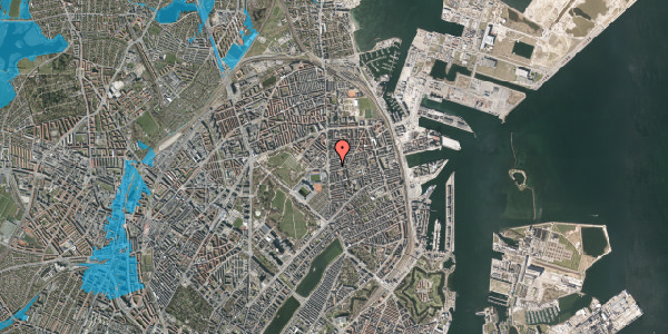 Oversvømmelsesrisiko fra vandløb på Viborggade 7, kl. , 2100 København Ø