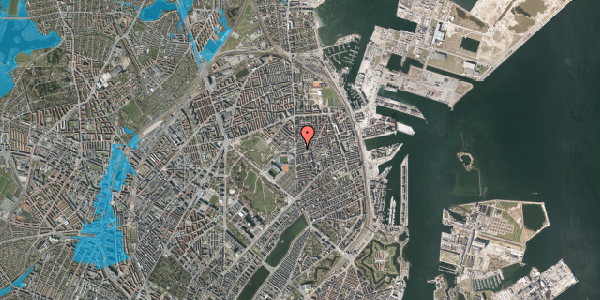 Oversvømmelsesrisiko fra vandløb på Viborggade 7, st. th, 2100 København Ø