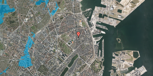 Oversvømmelsesrisiko fra vandløb på Viborggade 8, st. th, 2100 København Ø