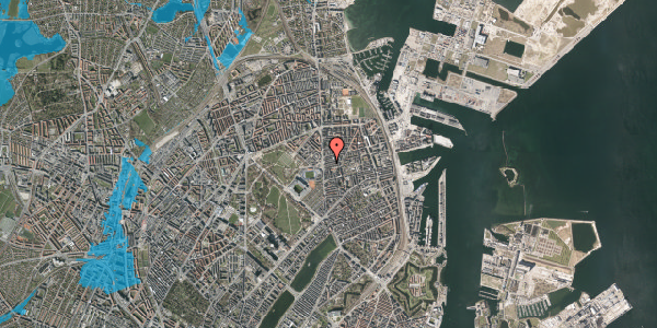 Oversvømmelsesrisiko fra vandløb på Viborggade 9, st. tv, 2100 København Ø