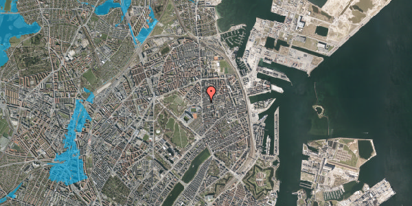 Oversvømmelsesrisiko fra vandløb på Viborggade 11, 3. tv, 2100 København Ø