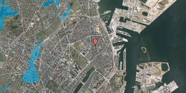 Oversvømmelsesrisiko fra vandløb på Viborggade 11, 4. tv, 2100 København Ø
