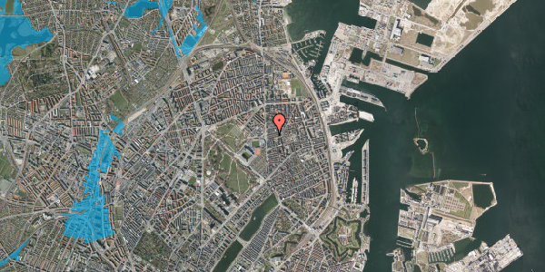 Oversvømmelsesrisiko fra vandløb på Viborggade 12, 2. tv, 2100 København Ø