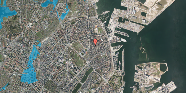 Oversvømmelsesrisiko fra vandløb på Viborggade 19, st. tv, 2100 København Ø