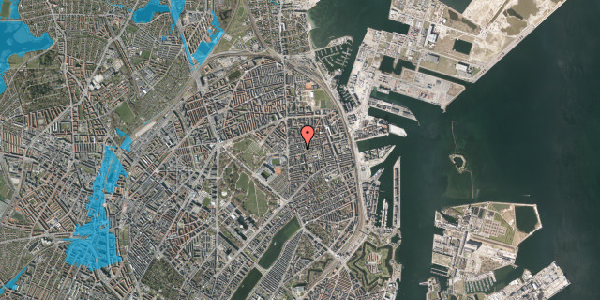 Oversvømmelsesrisiko fra vandløb på Viborggade 21, 2. tv, 2100 København Ø