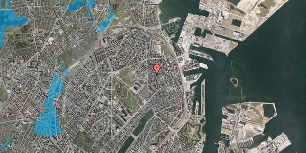 Oversvømmelsesrisiko fra vandløb på Viborggade 24, kl. tv, 2100 København Ø