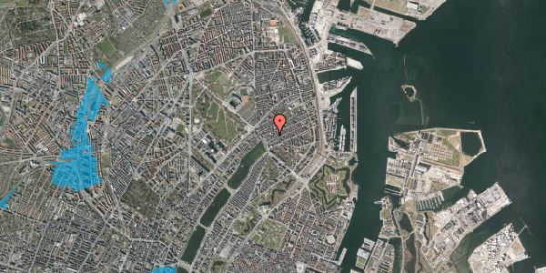 Oversvømmelsesrisiko fra vandløb på Willemoesgade 15, 1. th, 2100 København Ø