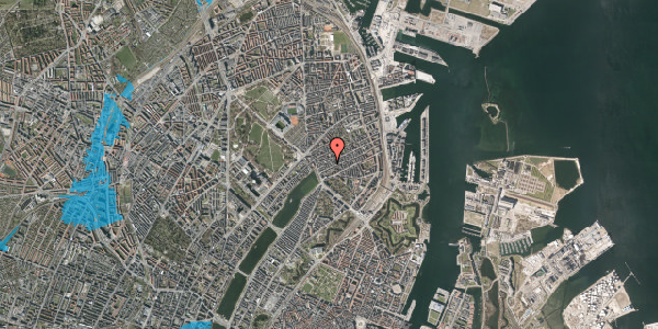 Oversvømmelsesrisiko fra vandløb på Willemoesgade 17, 1. th, 2100 København Ø