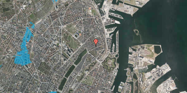 Oversvømmelsesrisiko fra vandløb på Willemoesgade 37, 3. th, 2100 København Ø
