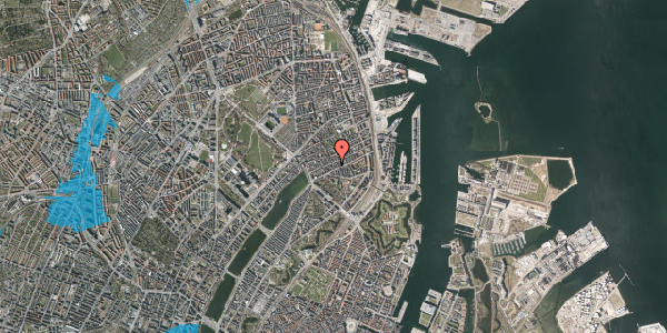 Oversvømmelsesrisiko fra vandløb på Willemoesgade 40, st. th, 2100 København Ø