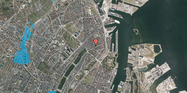 Oversvømmelsesrisiko fra vandløb på Willemoesgade 42, 3. tv, 2100 København Ø