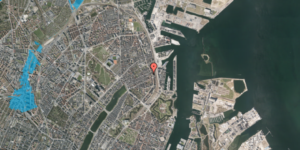 Oversvømmelsesrisiko fra vandløb på Willemoesgade 89, 2. th, 2100 København Ø