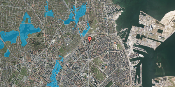 Oversvømmelsesrisiko fra vandløb på Vognmandsmarken 11, 3. th, 2100 København Ø