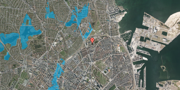 Oversvømmelsesrisiko fra vandløb på Vognmandsmarken 19, 1. th, 2100 København Ø