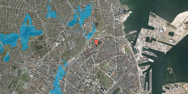 Oversvømmelsesrisiko fra vandløb på Vognmandsmarken 23, st. th, 2100 København Ø