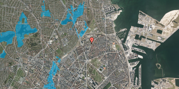 Oversvømmelsesrisiko fra vandløb på Vognmandsmarken 32, 1. th, 2100 København Ø