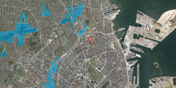 Oversvømmelsesrisiko fra vandløb på Vognmandsmarken 36, 1. tv, 2100 København Ø
