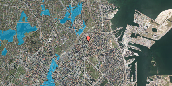 Oversvømmelsesrisiko fra vandløb på Vognmandsmarken 42, 2. tv, 2100 København Ø