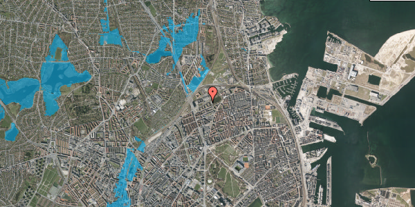 Oversvømmelsesrisiko fra vandløb på Vognmandsmarken 47, 2. tv, 2100 København Ø
