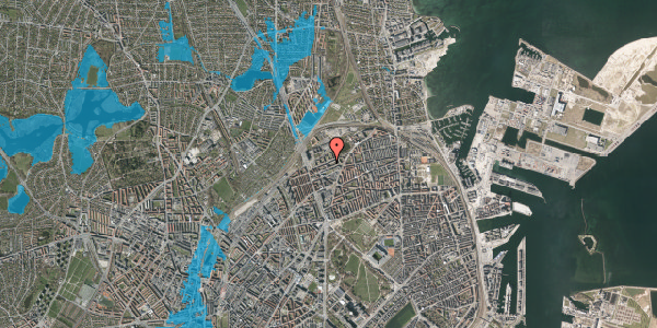 Oversvømmelsesrisiko fra vandløb på Vognmandsmarken 54, 2. tv, 2100 København Ø