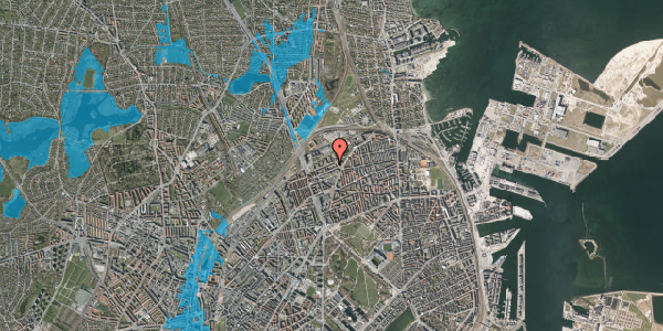 Oversvømmelsesrisiko fra vandløb på Vognmandsmarken 66, 3. tv, 2100 København Ø